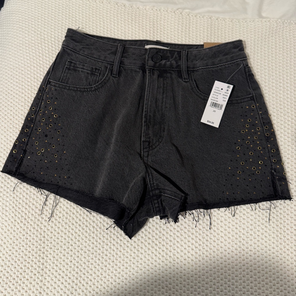 PacSun Black Distressed Jean Shorts Raw Hem